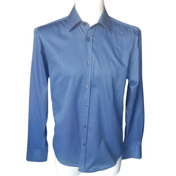 Selected SZ M Men's Blue Button Up Dress Shirt - Picture 1 of 12